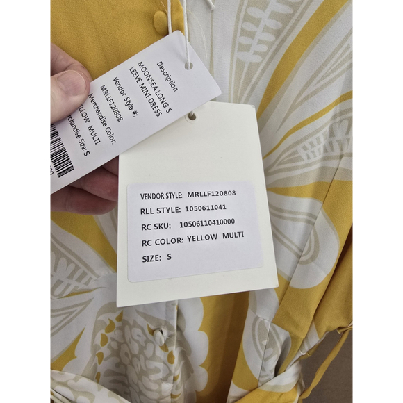 Moonsea Yellow/white Short Sleeve Maxi Poly Dress. 1/4button. Ladies Size Small - Picture 5 of 14